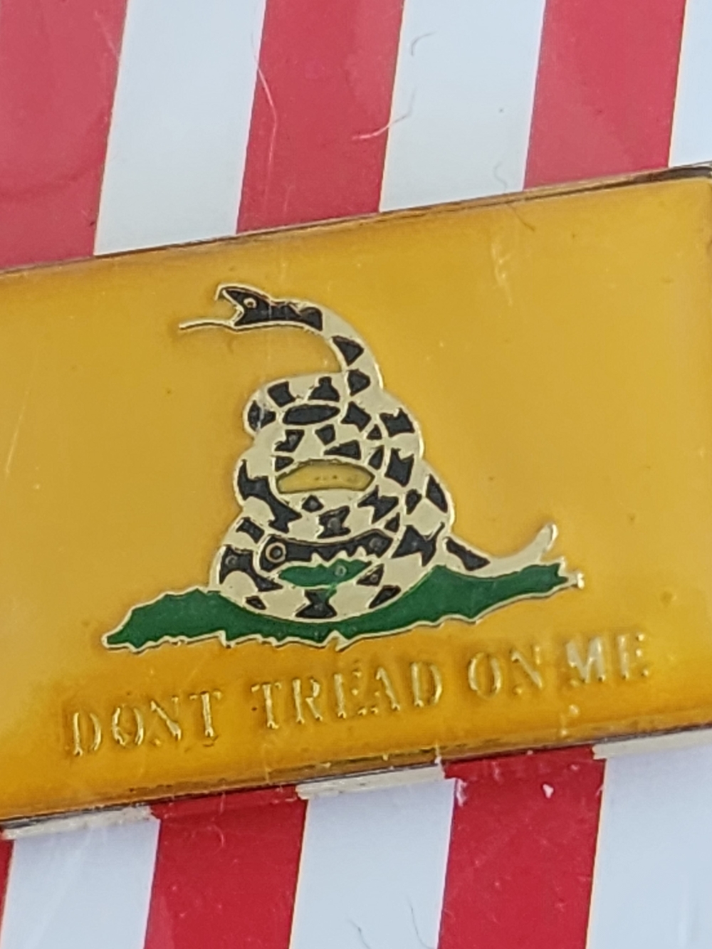 Yellow 'Don't Tread On Me' Snake Gadsden Pin